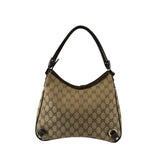Gucci Brown Leather Trim Abbey D Ring Shoulder Bag