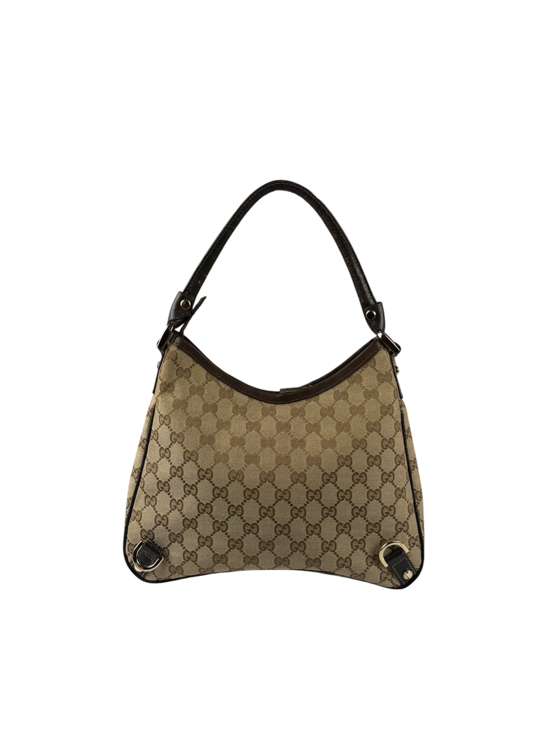 Gucci Brown Leather Trim Abbey D Ring Shoulder Bag