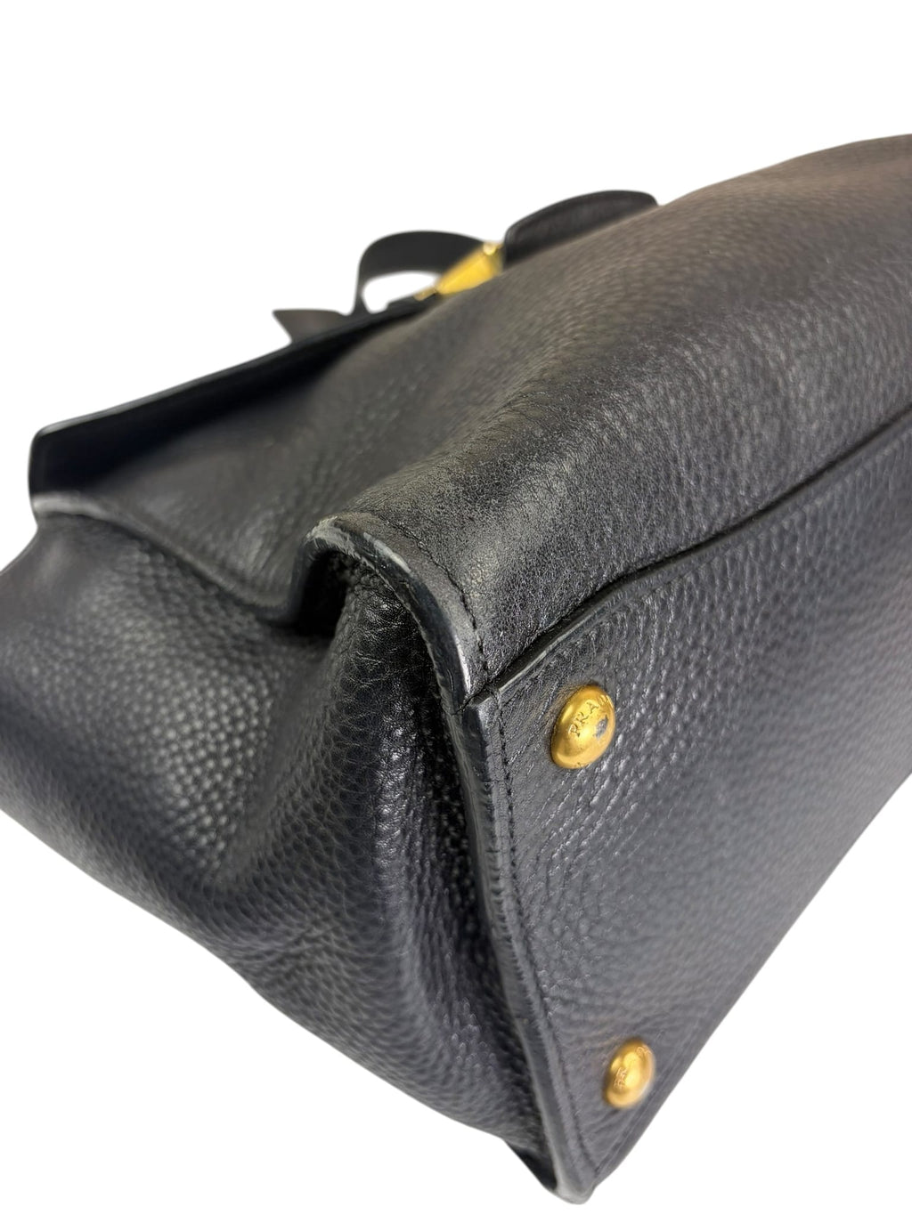 Prada Black Leather Vitello Daino Soundlock Two-Way Satchel