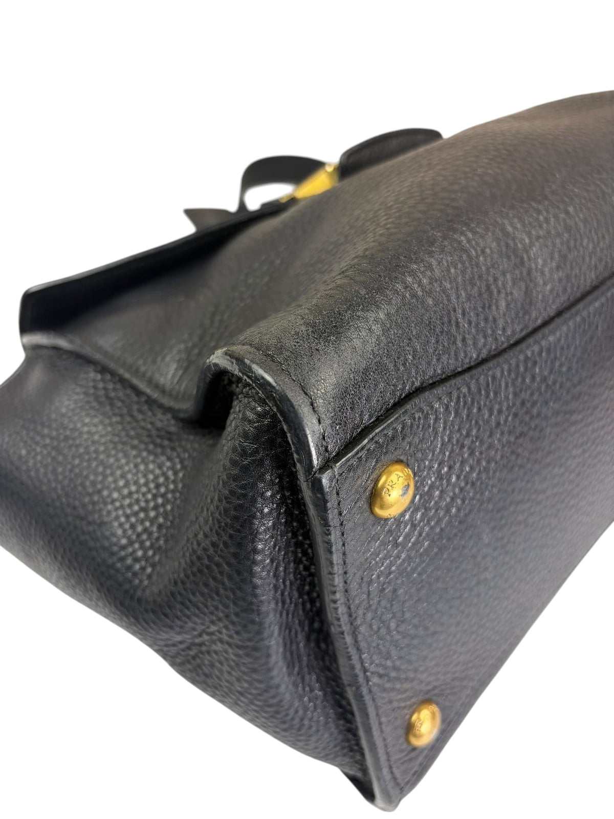 Prada Black Leather Vitello Daino Soundlock Two-Way Satchel