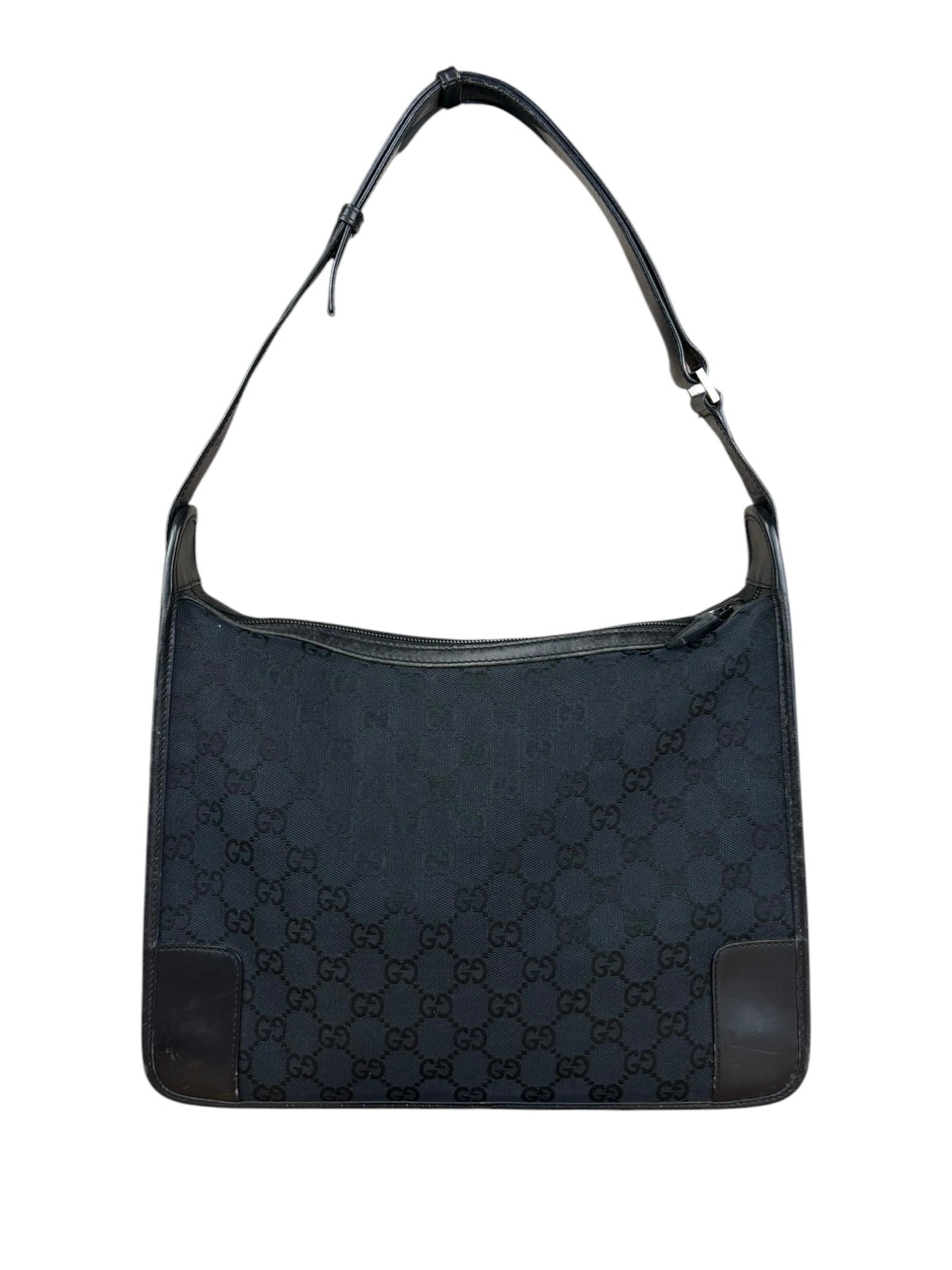 Gucci Vintage Black GG Canvas Shoulder Bag