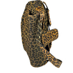 Fendi Brown Leather Trim Leopard Print Buckle Bag