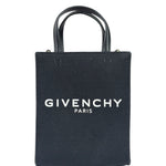 Givenchy Black Leather Trim Mini Logo Printed Tote