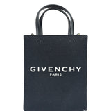Givenchy Black Leather Trim Mini Logo Printed Tote
