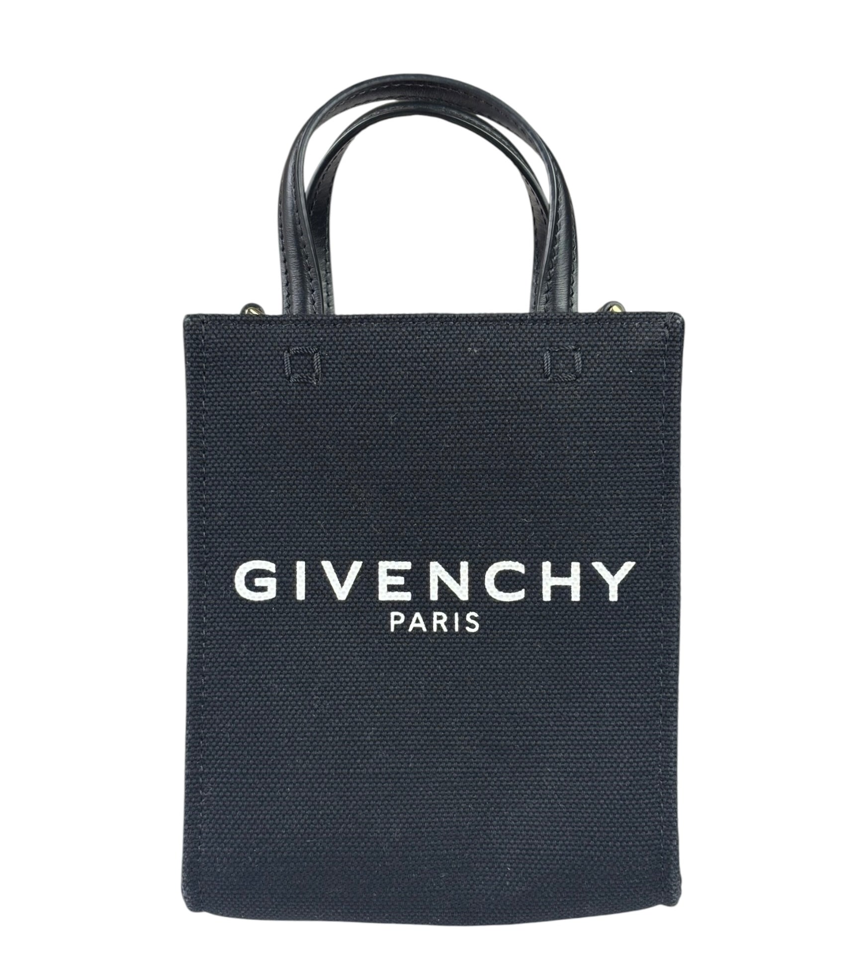 Givenchy Black Leather Trim Mini Logo Printed Tote