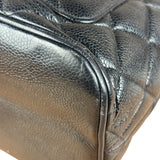 Chanel Vintage CC Black Quilted Caviar Leather Medallion Tote Bag 2002