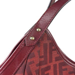 Fendi Red Leather Trim Zucca Chef Tote
