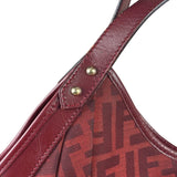 Fendi Red Leather Trim Zucca Chef Tote
