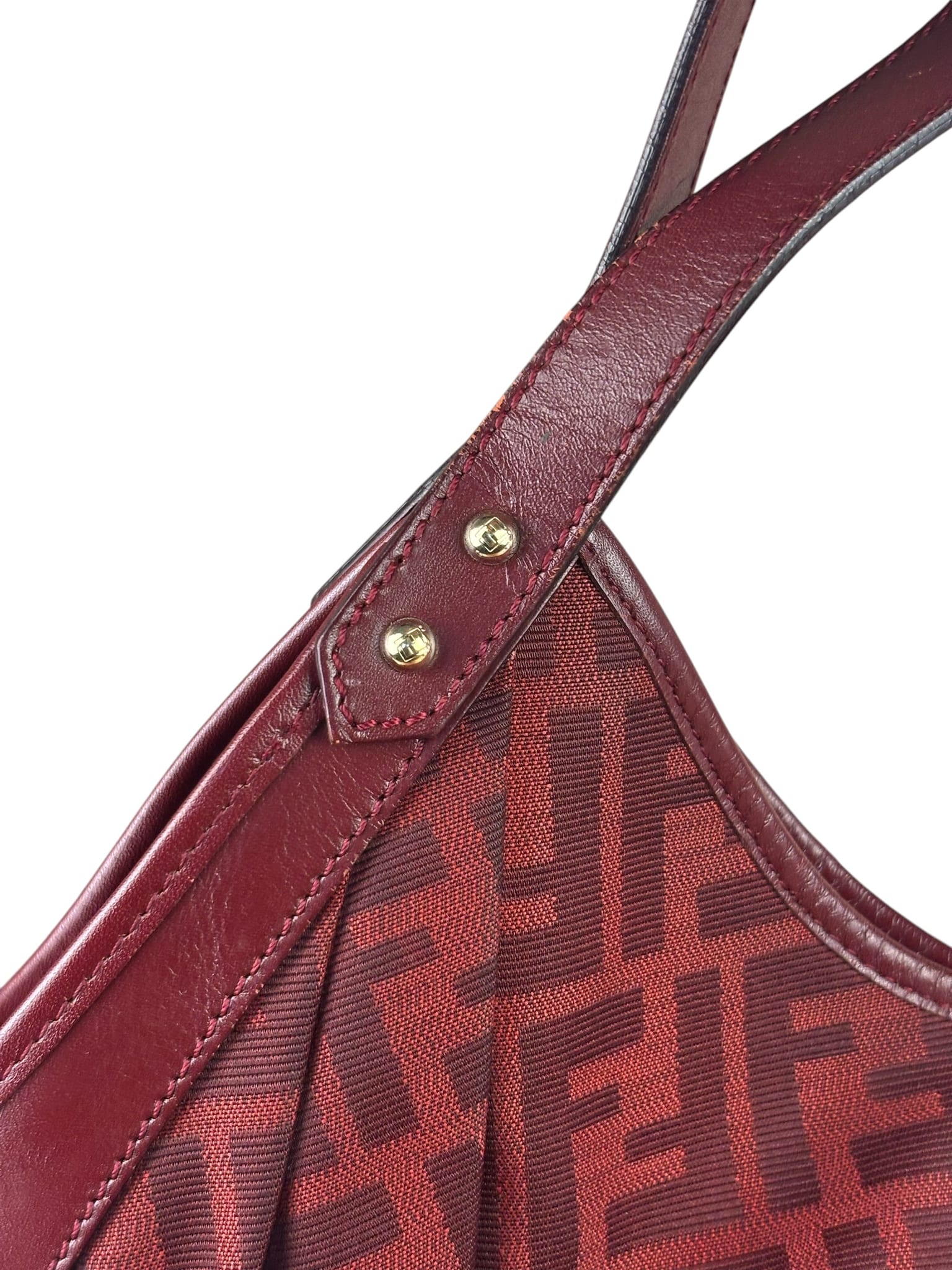Fendi Red Leather Trim Zucca Chef Tote