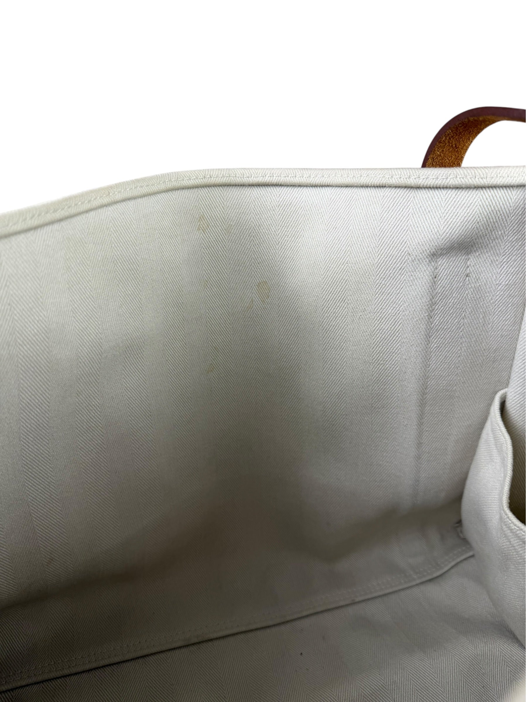 Hermes Beige/Brown Leather Trim Cabalicol Tote