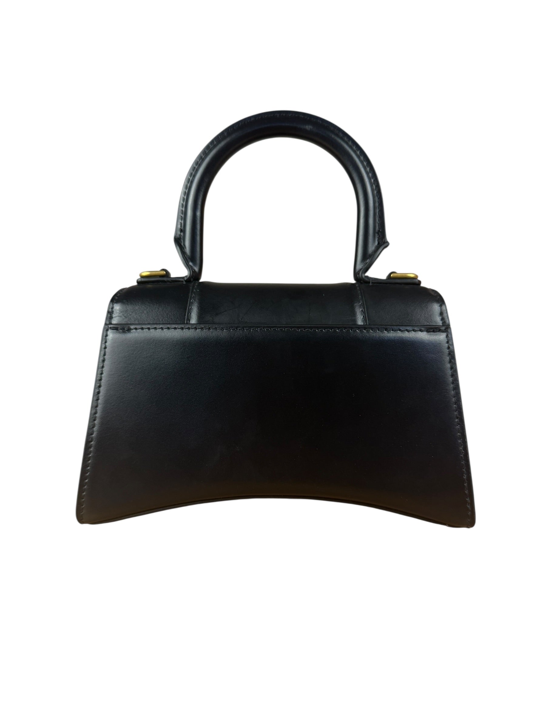 Balenciaga Black Leather Hourglass XS 2Way Handbag