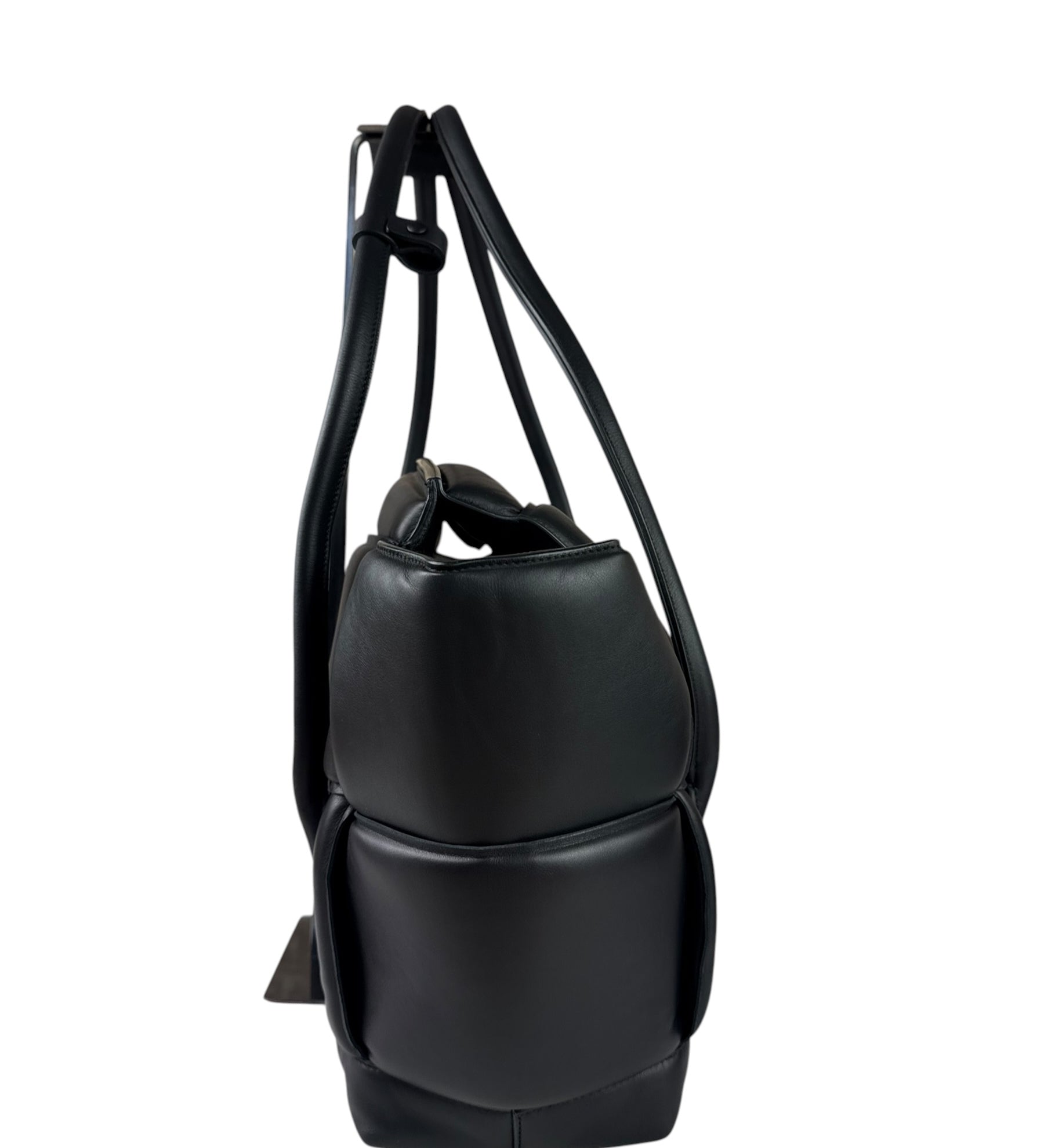 Bottega Veneta Black Nappa Leather Maxi Intrecciato Padded Large Arco Shoulder Bag