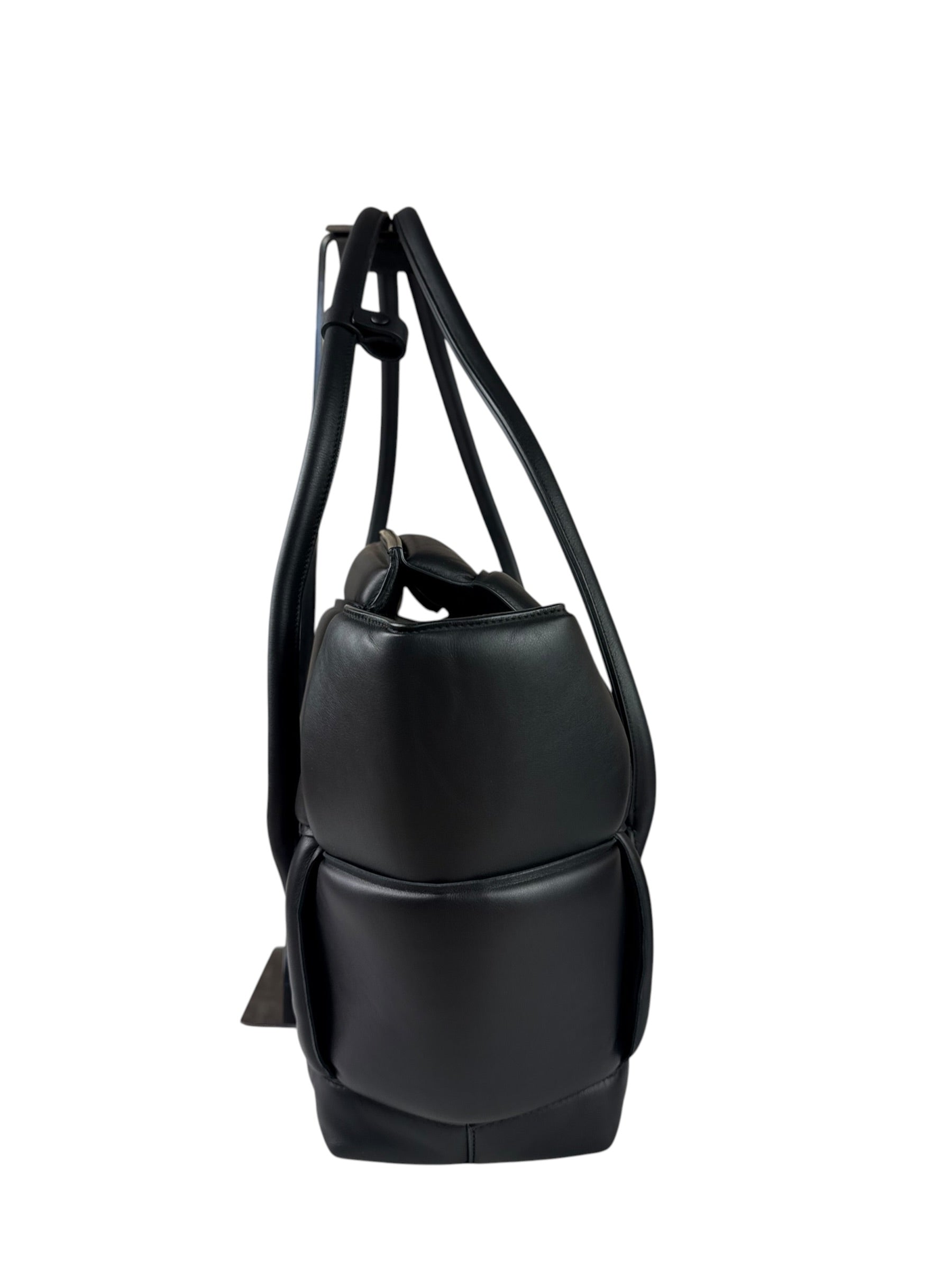 Bottega Veneta Black Nappa Leather Maxi Intrecciato Padded Large Arco Shoulder Bag