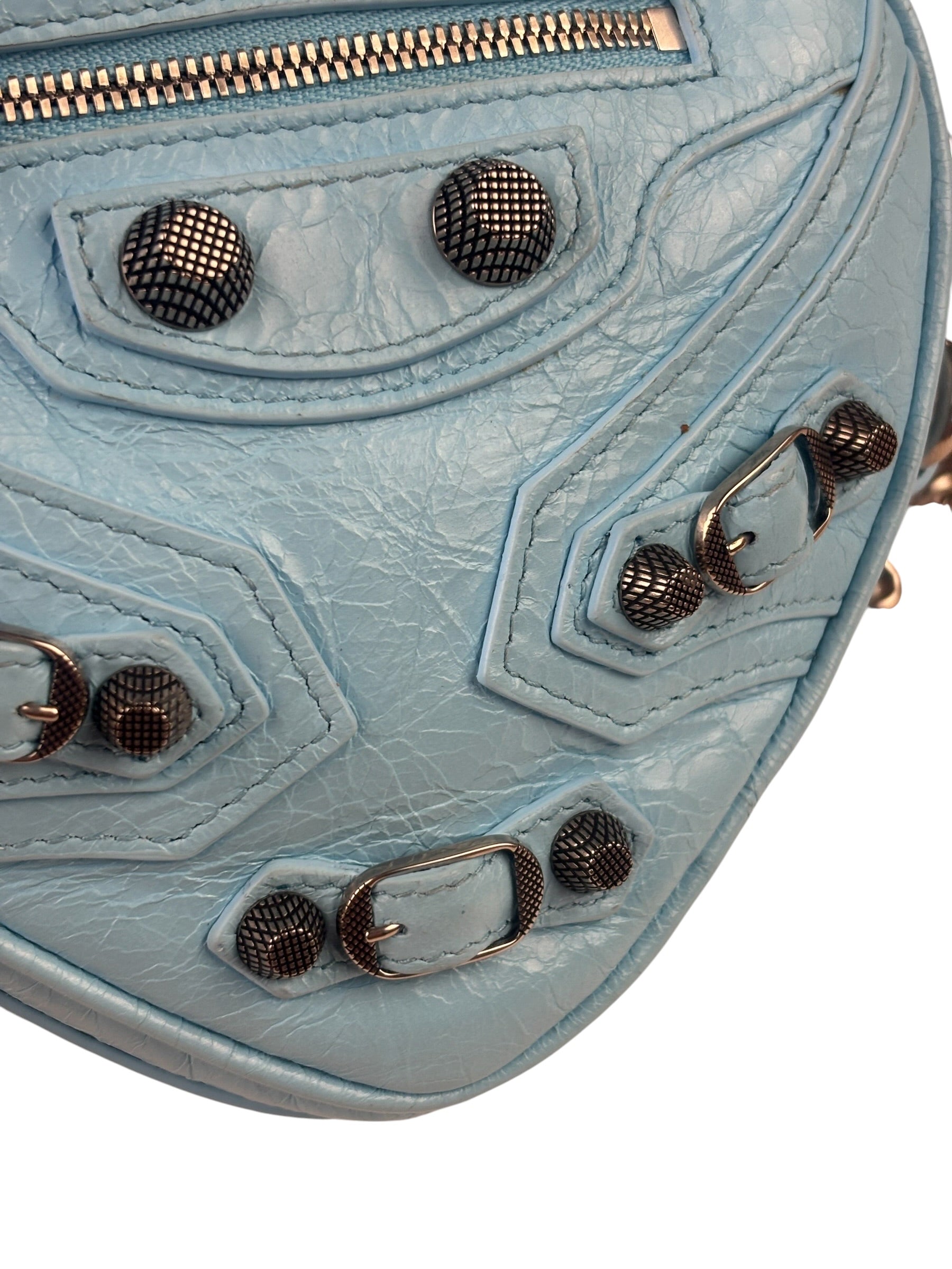 Balenciaga Blue Leather Le Cagole Mini Heart Crossbody
