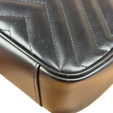 Gucci Black Leather GG Logo Marmont Noir Matelasse Shoulder Bag