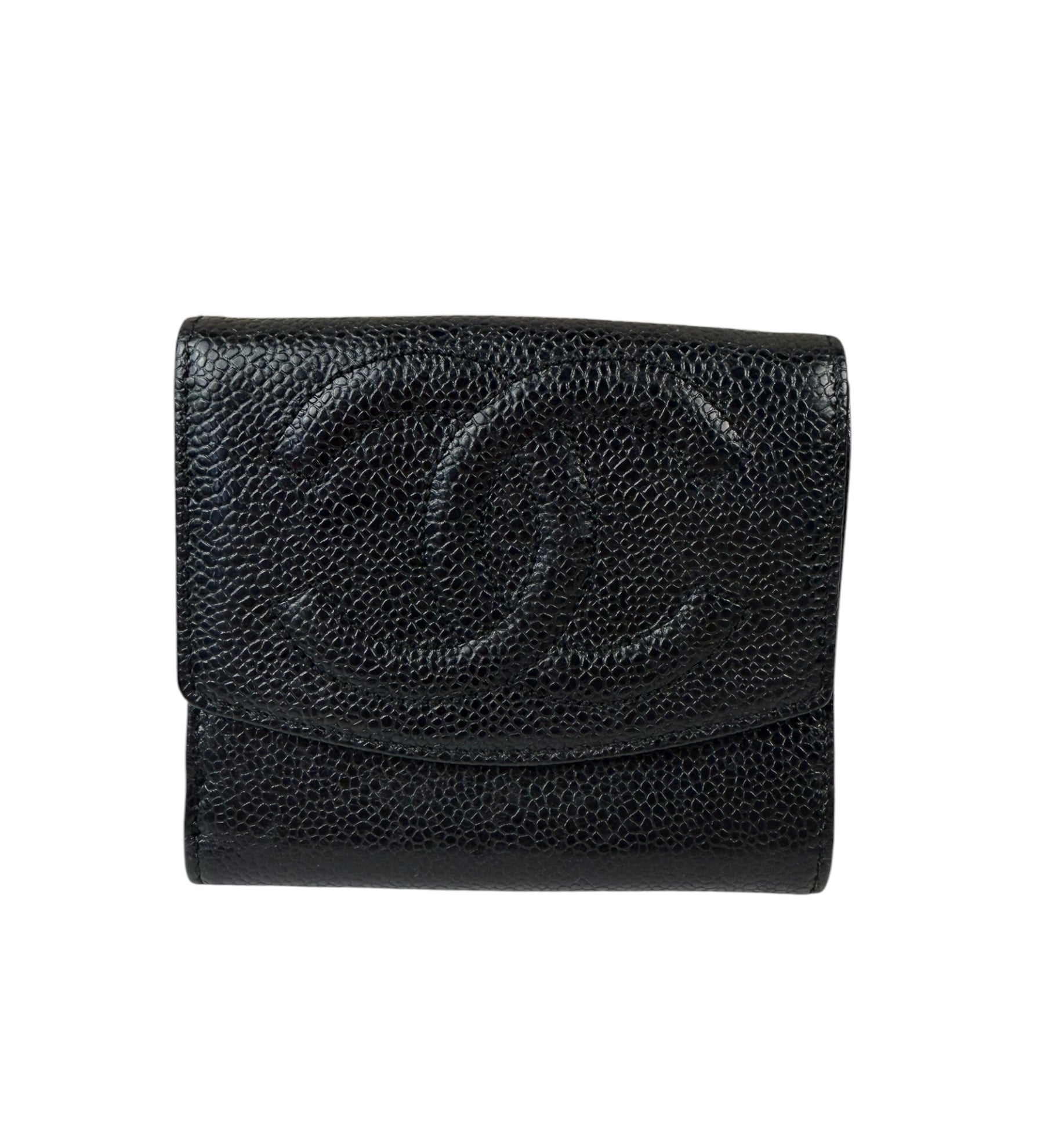 Chanel Vintage Black Caviar Compact Wallet