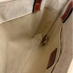 Chloe Brown Leather Trim/Linen Canvas Woody Small Tote