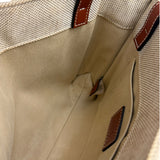 Chloe Brown Leather Trim/Linen Canvas Woody Small Tote