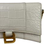 Balenciaga White Crocodile Embossed Hourglass Wallet On Chain