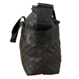 Bottega Veneta Black Rubber Intrecciato Messenger Bag