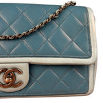 Chanel CC Two-Toned Blue Leather Flap Bag 2014