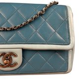 Chanel CC Two-Toned Blue Leather Flap Bag 2014