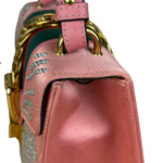 Gucci Sylvie Pink Mini Satin Embellished 2Way Handbag