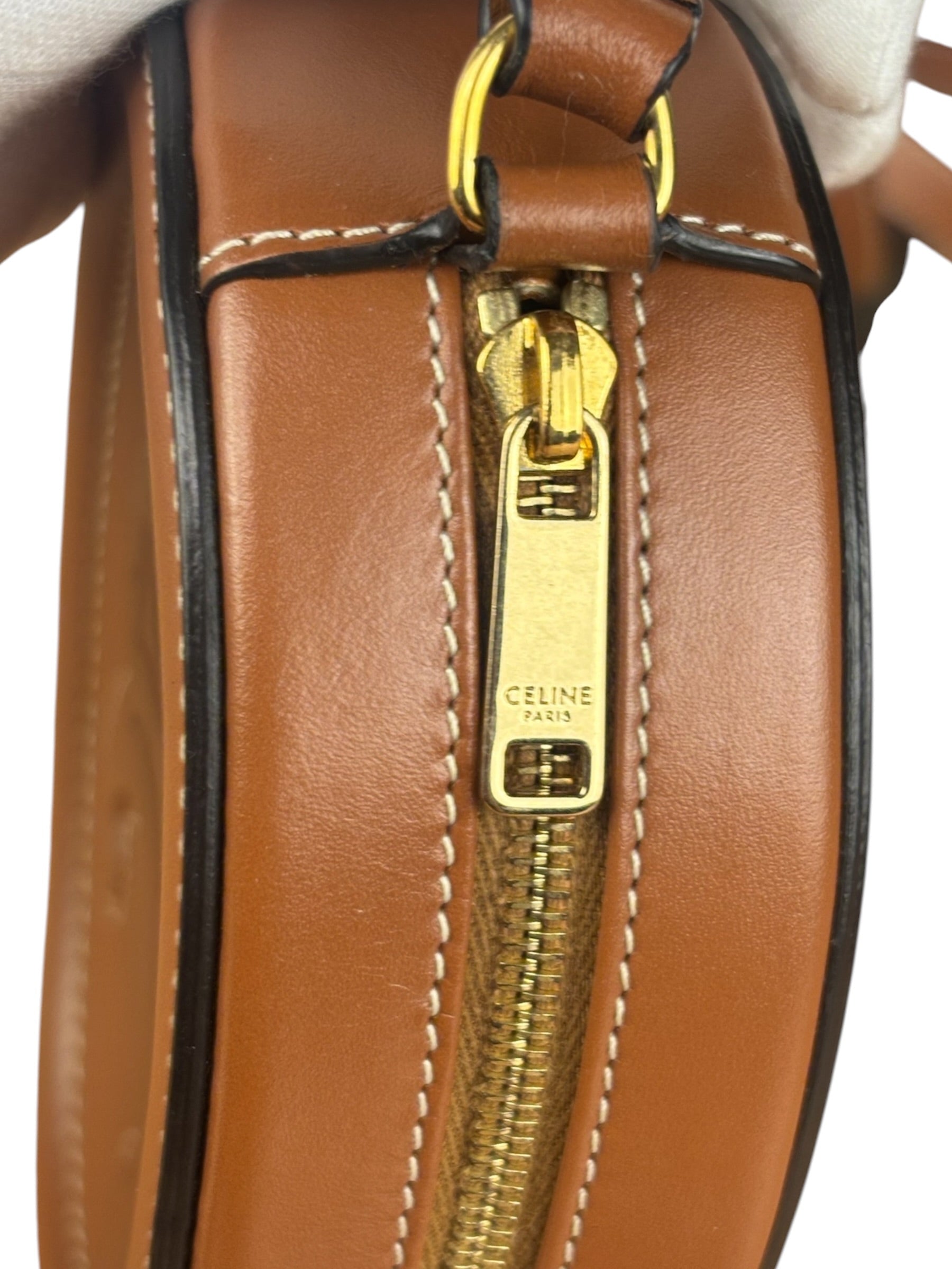 Celine Cuir Triomphe Oval Crossbody Brown