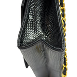 Chanel Black Lizard Leather Envelope Flap Bag 1986
