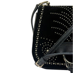 Miu Miu Dahlia Studded Black Velour Two-way Bag