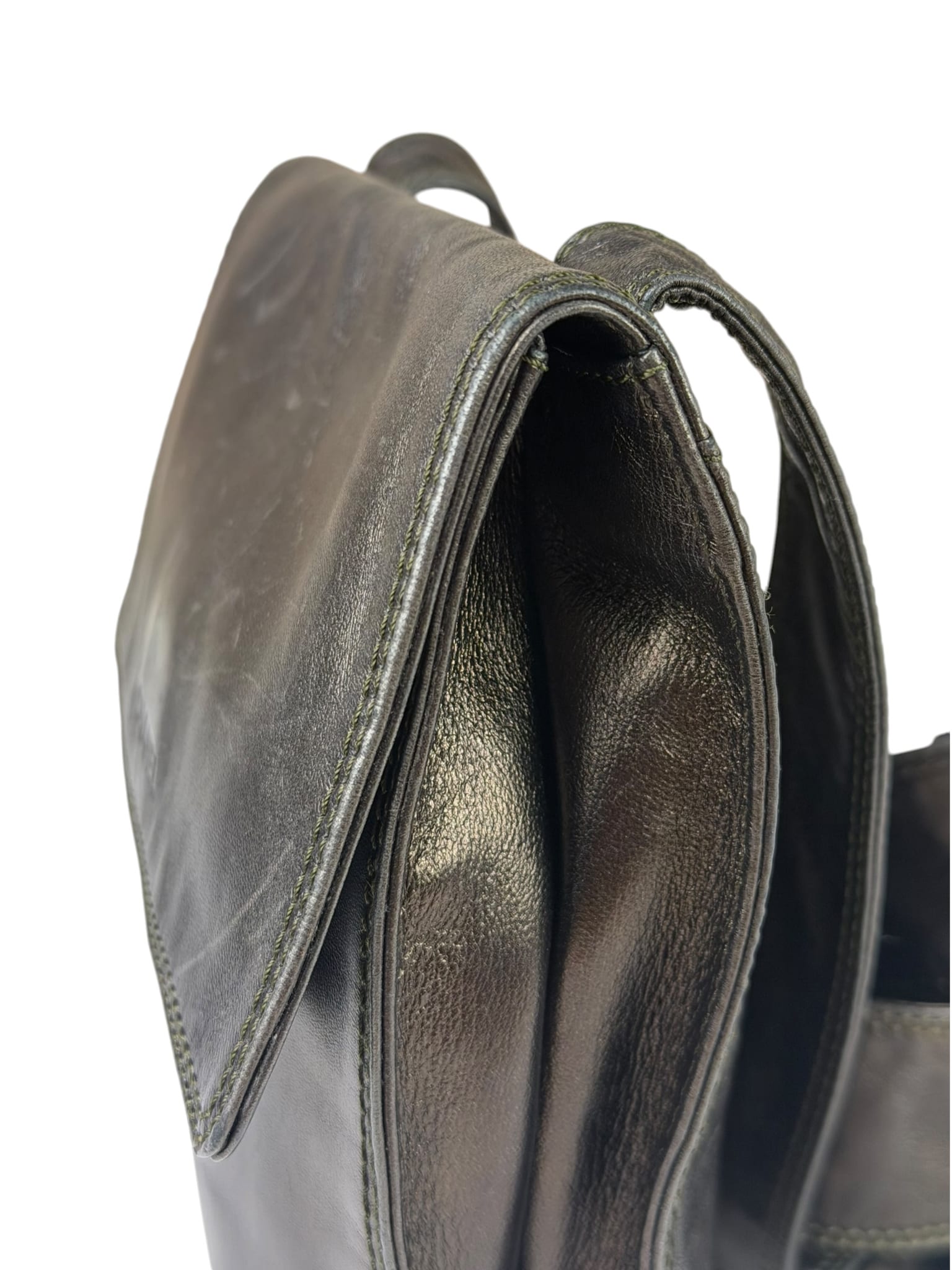 Chanel Vintage Metallic Bronze Lambskin Logo Messenger Bag 1997