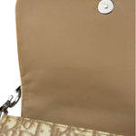Christian Dior Beige Leather Trim Trotter Floral Embroidered Flap Bag