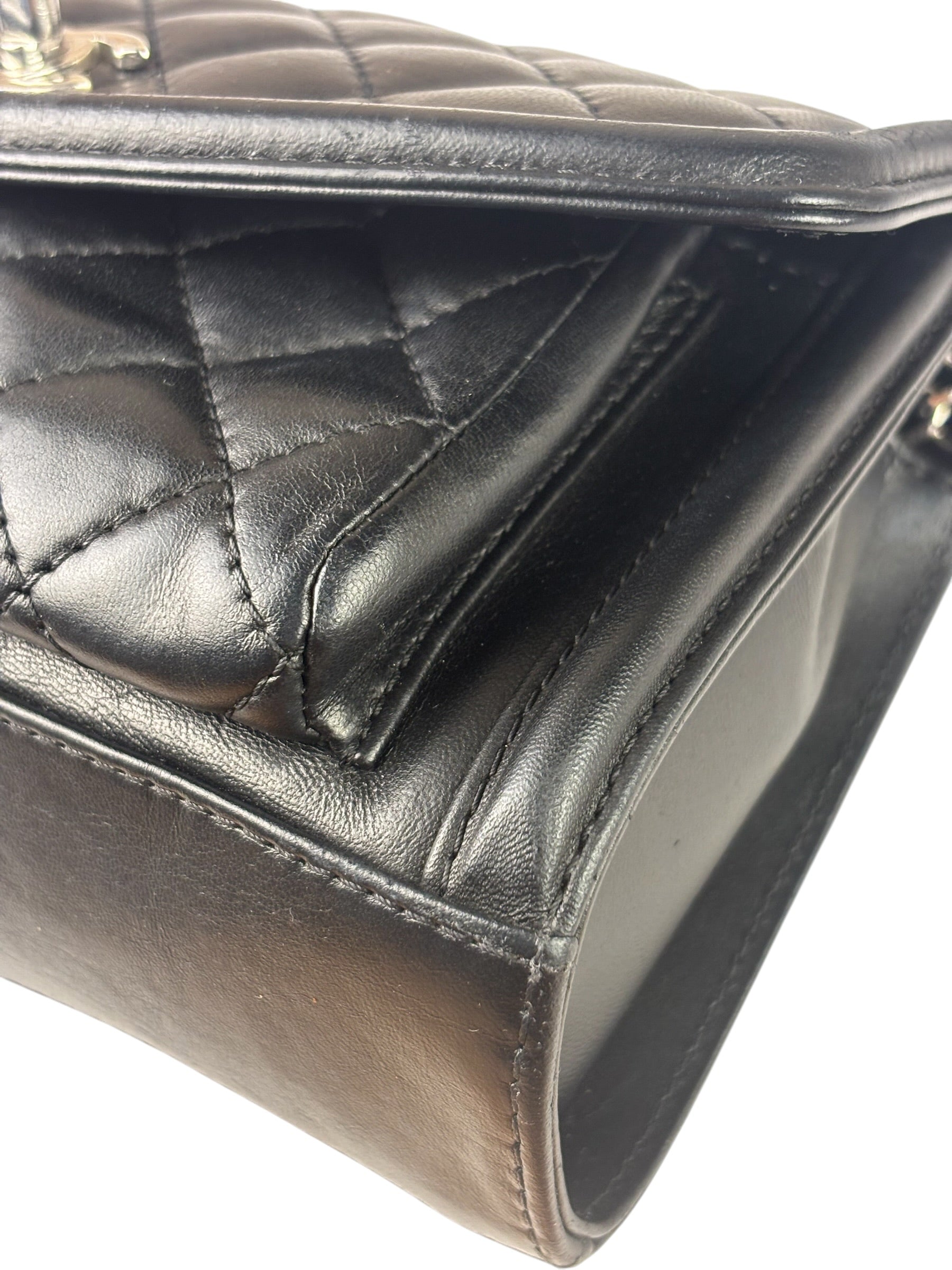 Chanel Black Quilted Leather Geometric Chain Flap Bag 2014