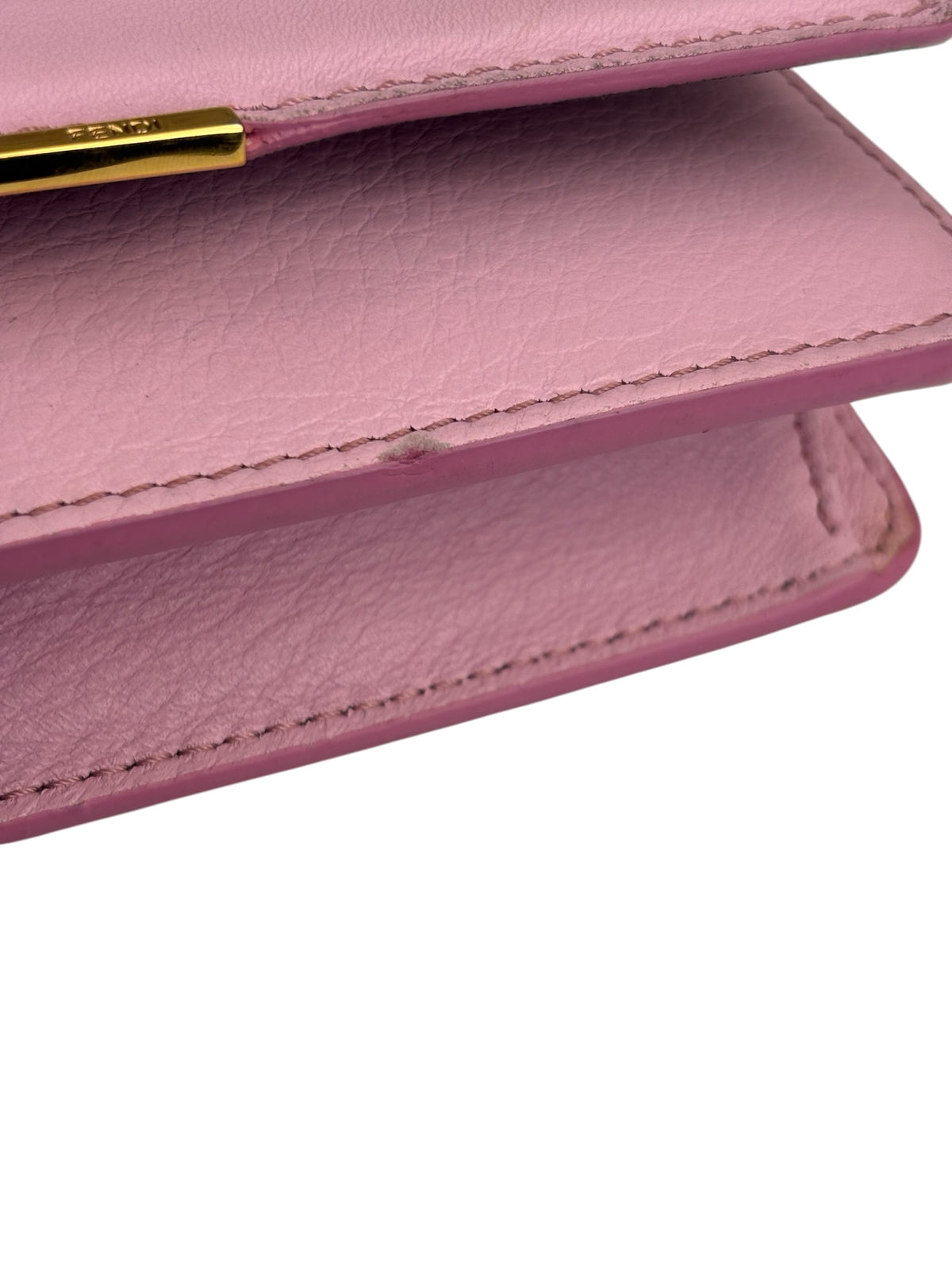 Fendi Pink Leather Tube Flap Wallet On Chain