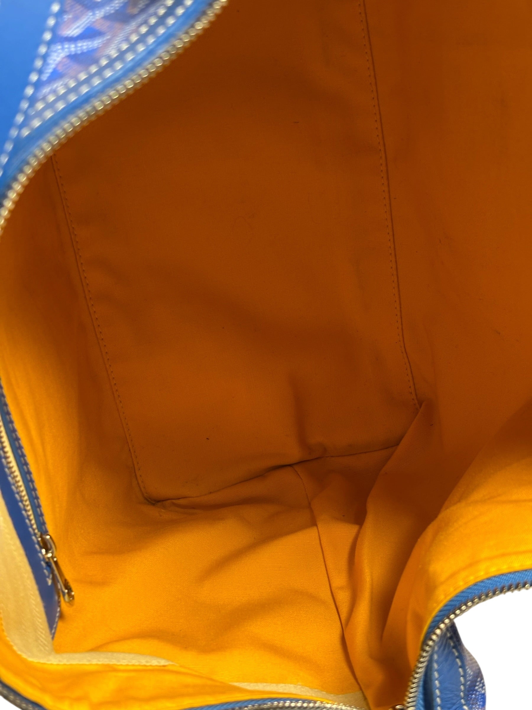 Goyard Blue Leather Goyardine Coated Canvas Shoulder Bag