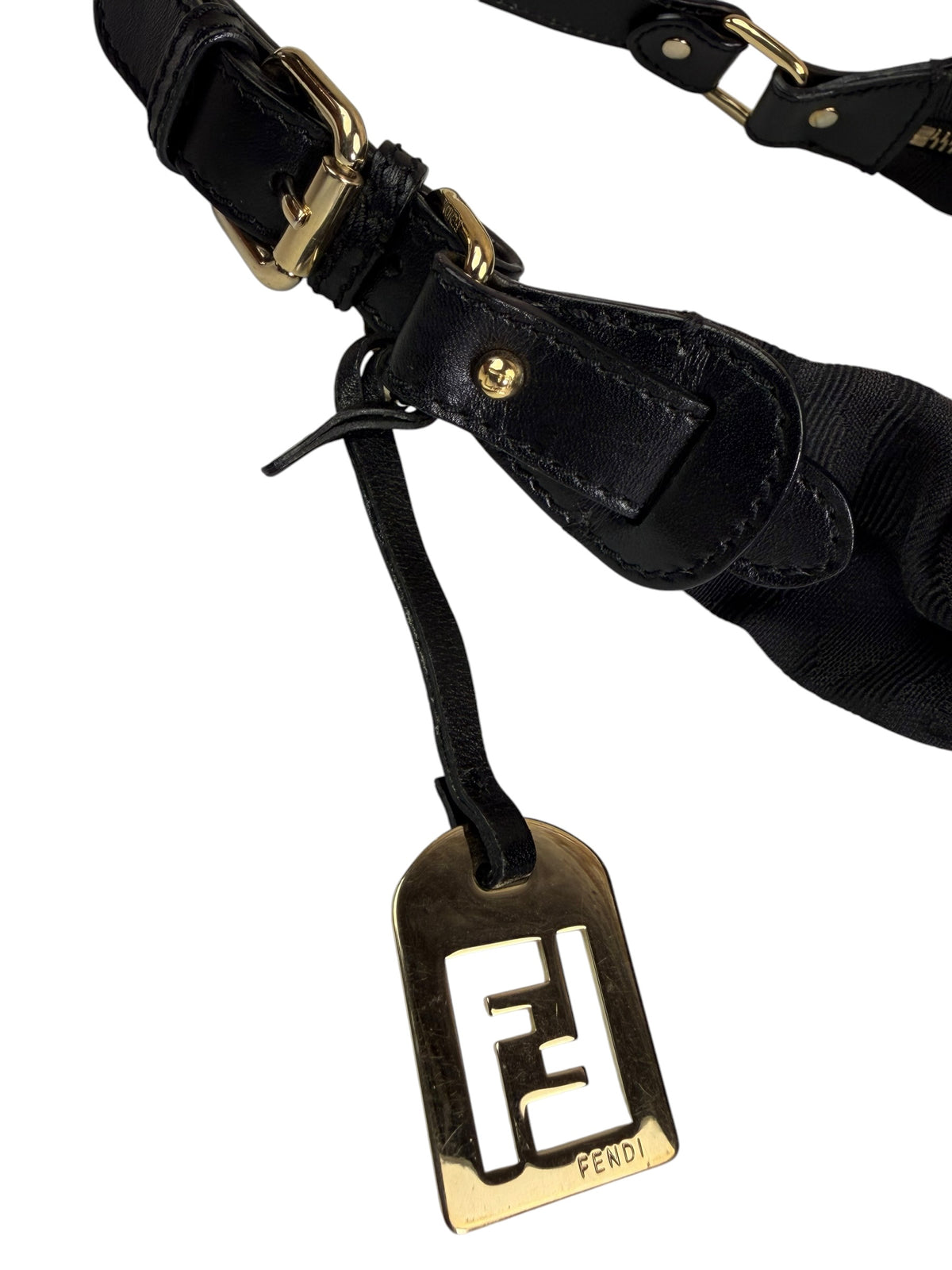 Fendi Black Leather Trim Zebra Print Oyster Hobo Bag