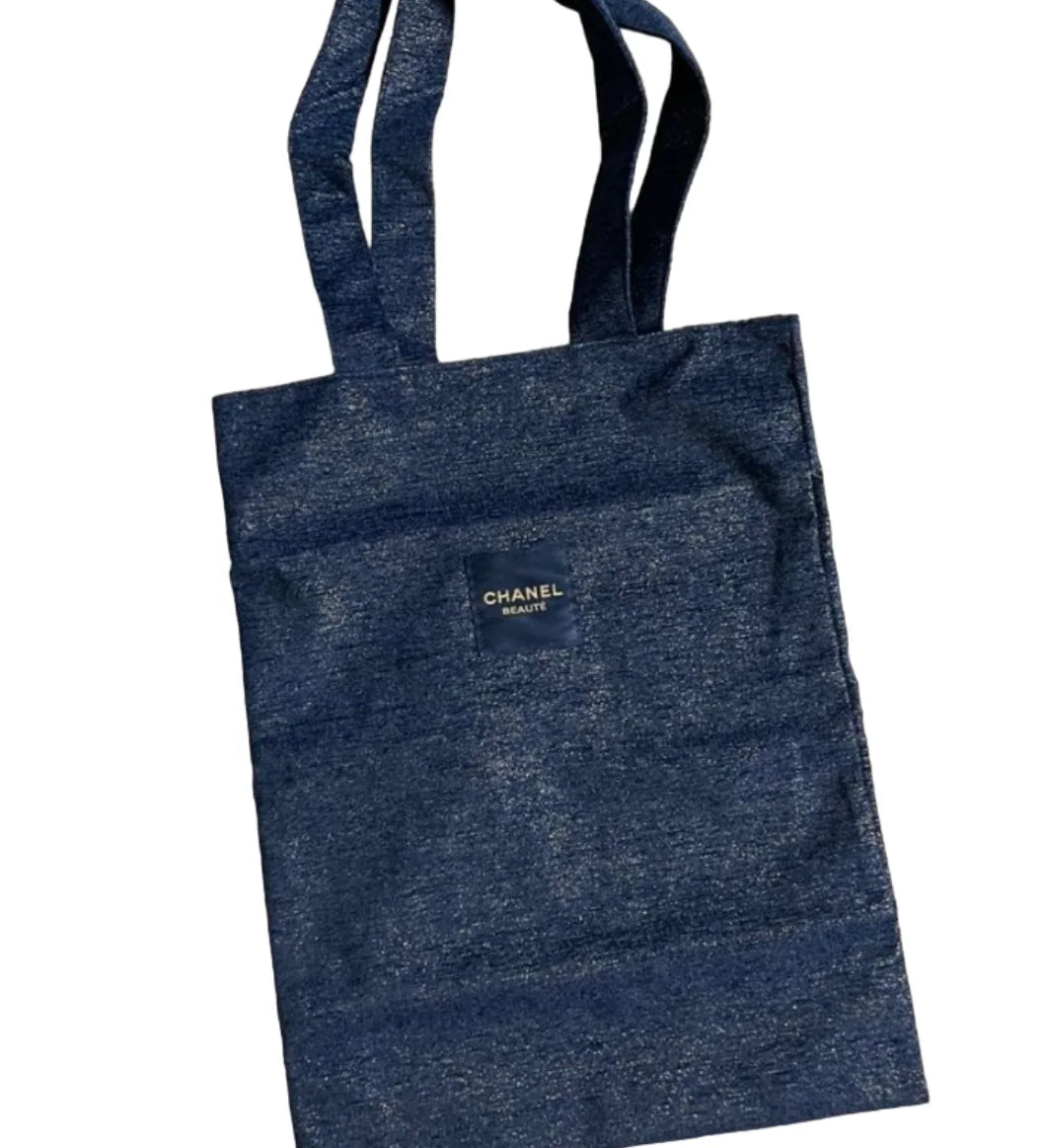 Chanel Beauty Line Blue Sequin Tweed Tote