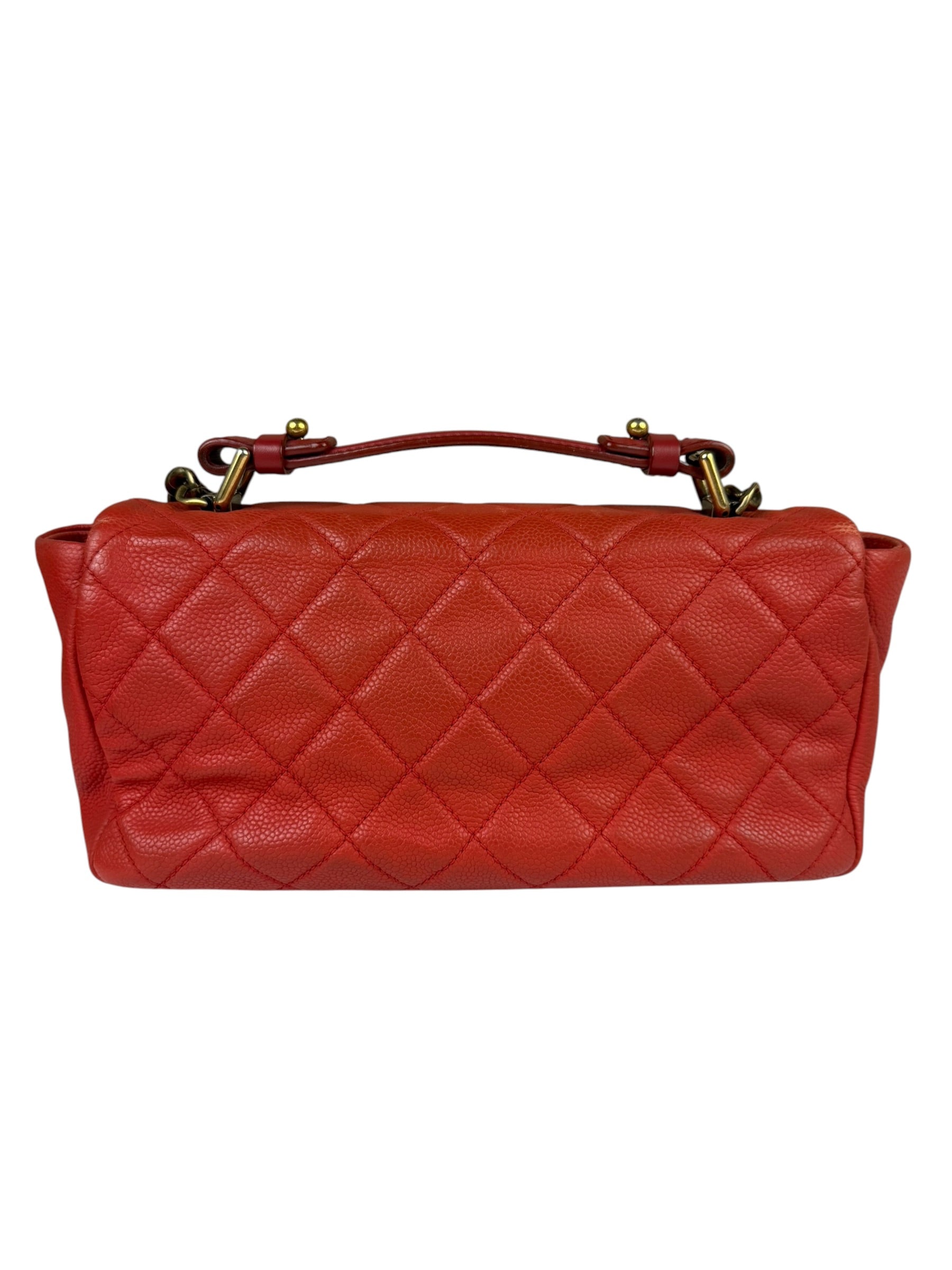 Chanel Red Quilted Caviar Leather Timeless Shoulder Bag 2012