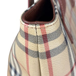 Burberry Vintage Brown Leather  Haymarket Canvas House Check Tote Bag