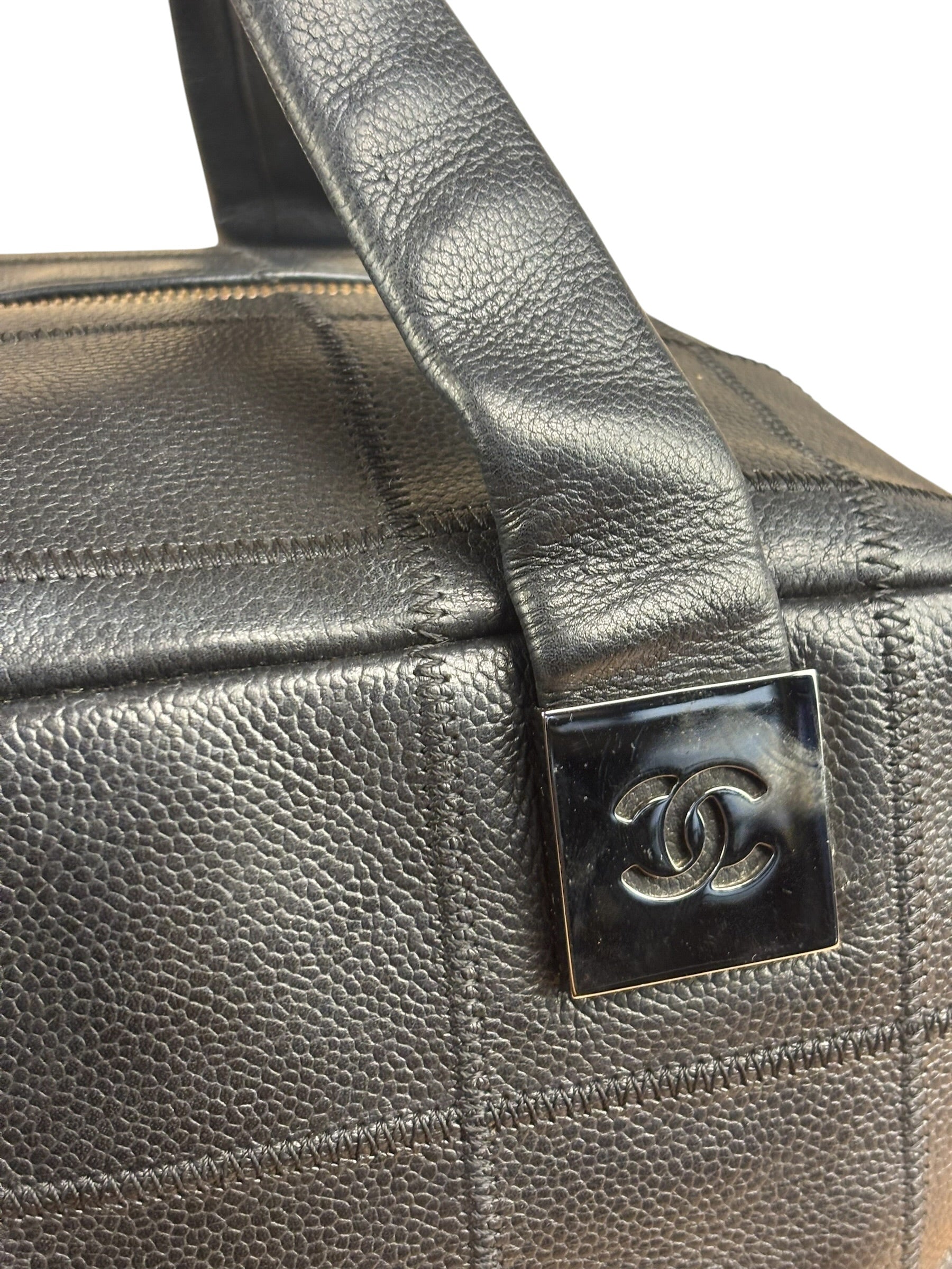 Chanel Black Chocolate Bar Bowling Hand Bag - 2003