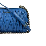 Miu Miu Blue Matelassè Leather Crossbody Bag