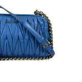 Miu Miu Blue Matelassè Leather Crossbody Bag