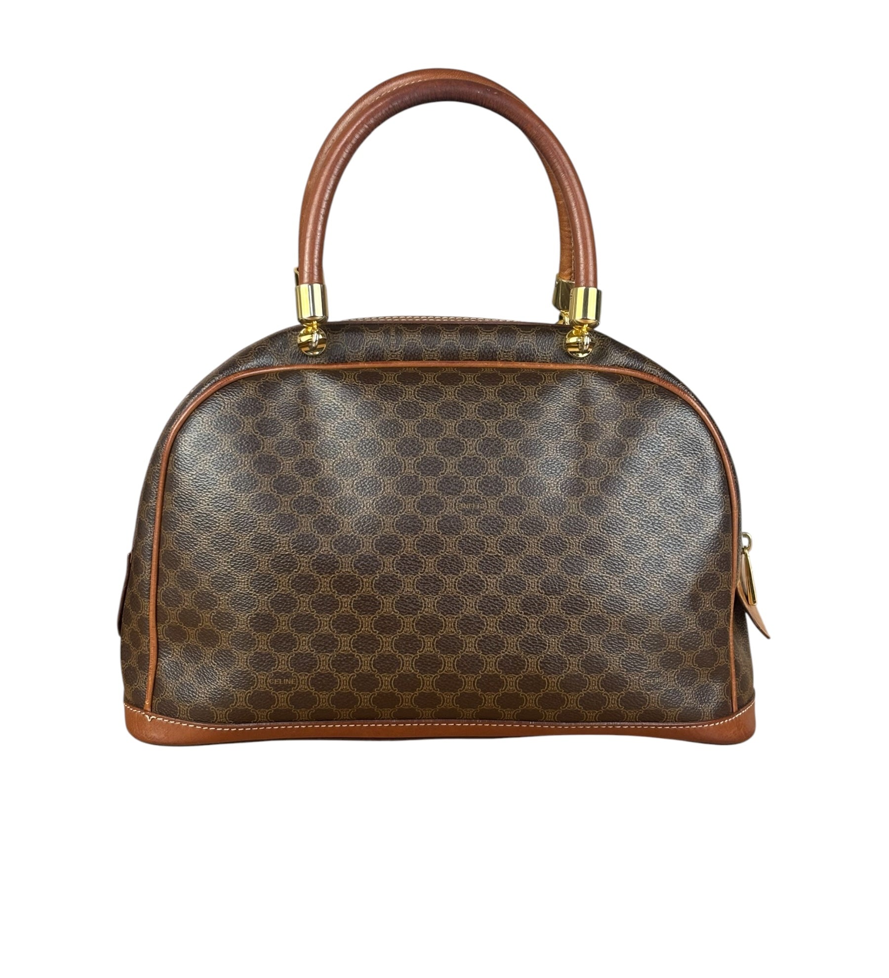 Celine Vintage Macadam Print Bowler Top Handle Bag