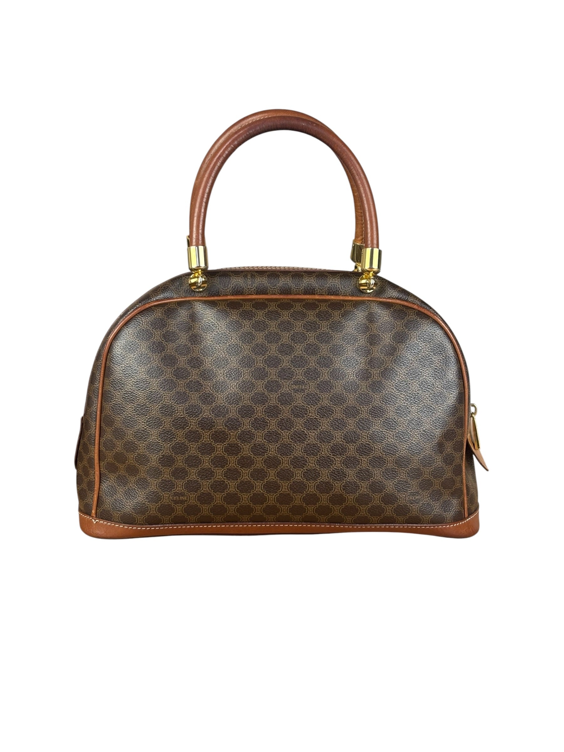 Celine Vintage Macadam Print Bowler Top Handle Bag