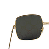 Gucci GG0414S Square Metal Frame Mirrored Lenses Sunglasses