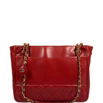 Chanel Vintage Red Quilted Lambskin Tote 1989