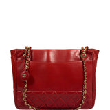 Chanel Vintage Red Quilted Lambskin Tote 1989
