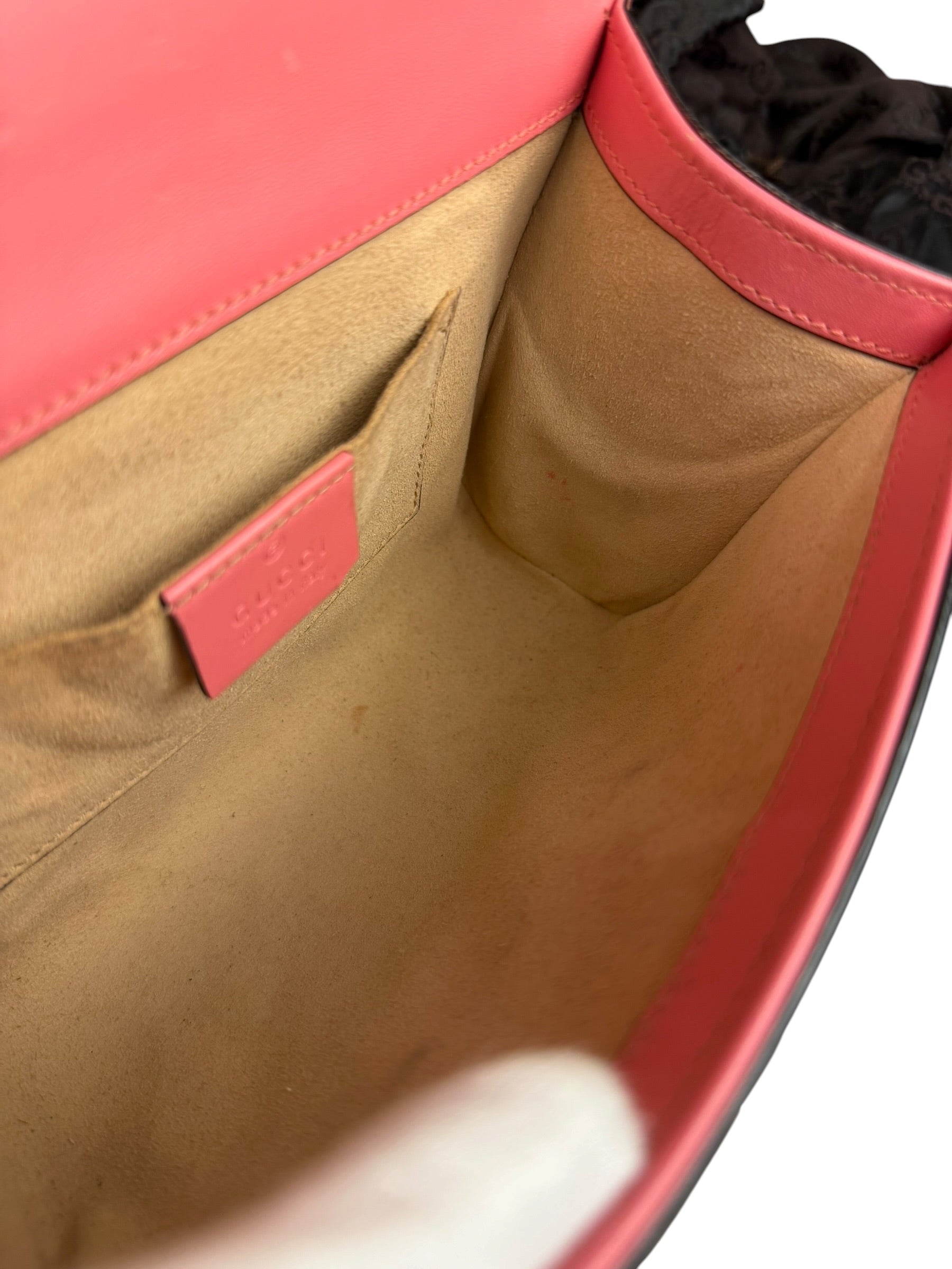 Gucci GG Pink Embossed Leather Small Padlock Chain Bag