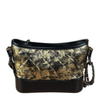 Chanel Metallic Gold/Black Leather Small Gabrielle Hobo Bag 1992
