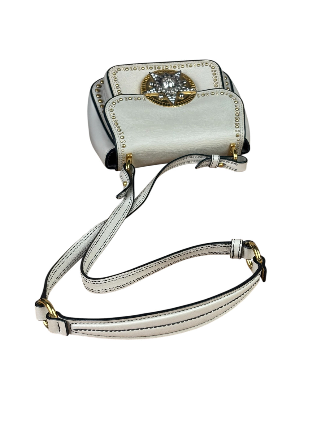 Miu Miu Cream Leather Dahlia Jewel Star Crossbody